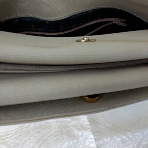 Monogram E Shoulder Bag Non Leather Vintage Ecru Light Grey White - Picture 6 of 9